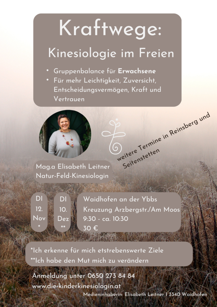 Flyer Kraftwegetermine Waidhofen an der Ybbs Nov/Dez 2024